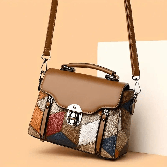 Sac Bandoulière Élégant à Motifs Géométriques - Design Vintage et Polyvalent