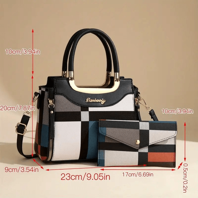 Ensemble Élégance Vintage - Sac Fourre-Tout et Portefeuille Assorti