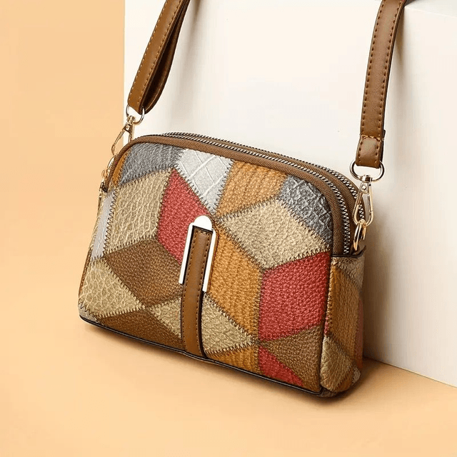 Sac Bandoulière Vintage Chic - Motif Géométrique Coloré