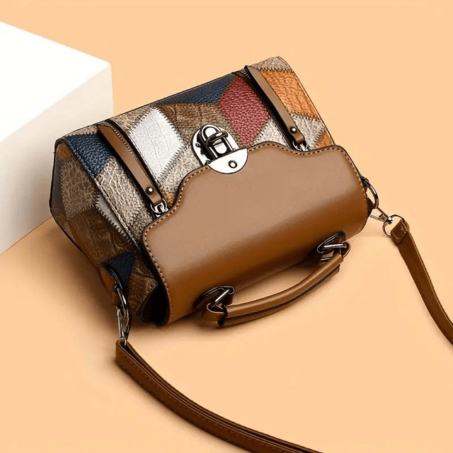 Sac Bandoulière Élégant à Motifs Géométriques - Design Vintage et Polyvalent