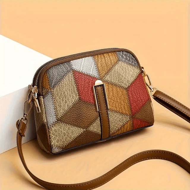 Sac Bandoulière Vintage Chic - Motif Géométrique Coloré