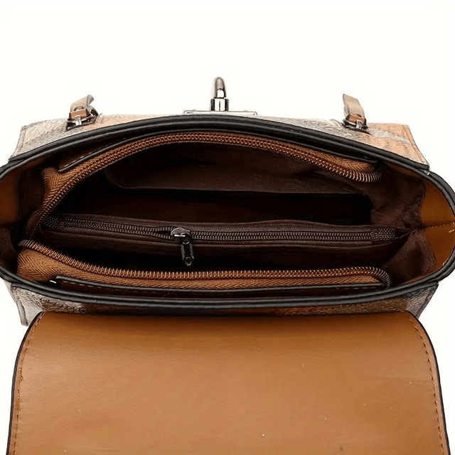 Sac Bandoulière Élégant à Motifs Géométriques - Design Vintage et Polyvalent