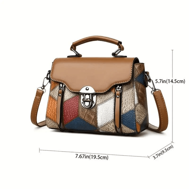 Sac Bandoulière Élégant à Motifs Géométriques - Design Vintage et Polyvalent