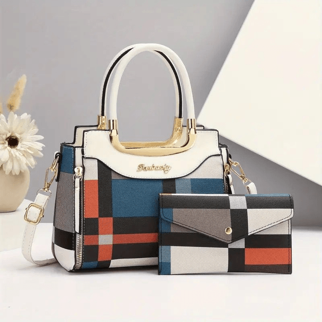 Ensemble Élégance Vintage - Sac Fourre-Tout et Portefeuille Assorti
