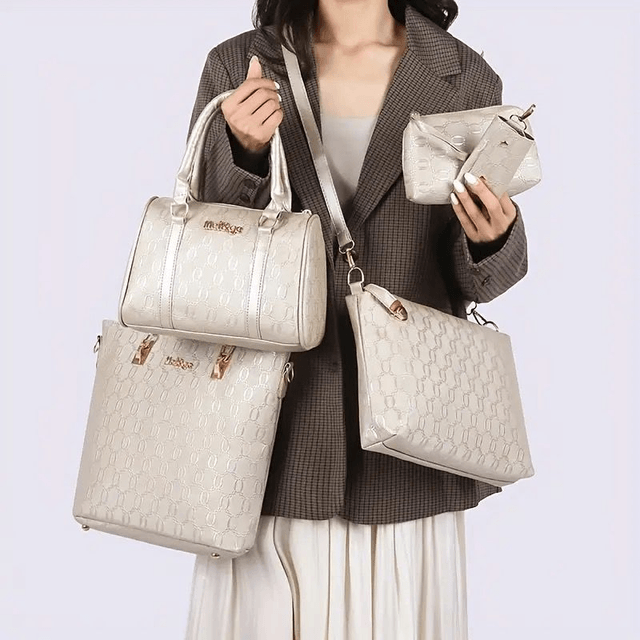 Ensemble Élégance 5-en-1 - Sacs en Cuir Synthétique Embossé