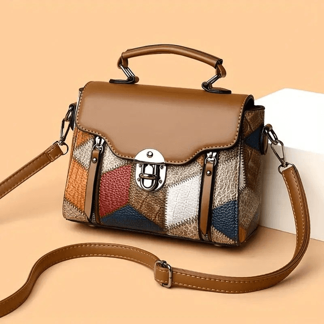Sac Bandoulière Élégant à Motifs Géométriques - Design Vintage et Polyvalent